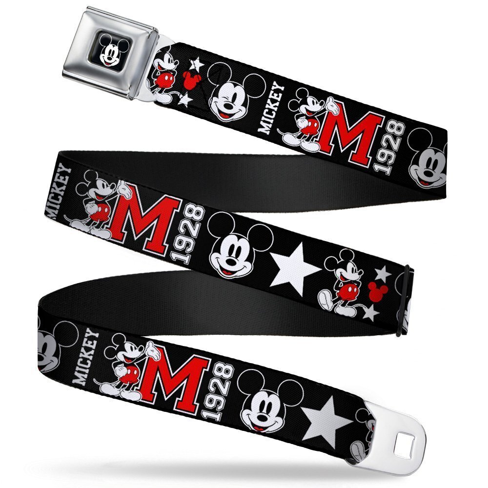 5263 Seatbelt Belt Classic Mickey Mouse 1928 Collage Black/White/Red